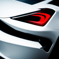 Luxury sports car with aggressive lines, shot in a high contrast, high key lighting with shallow depth of field, detailed, sporty, sleek, studio lighting